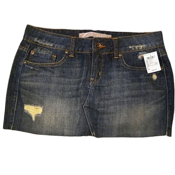 Refuge Distressed Denim Skirt - Picture 1 of 6